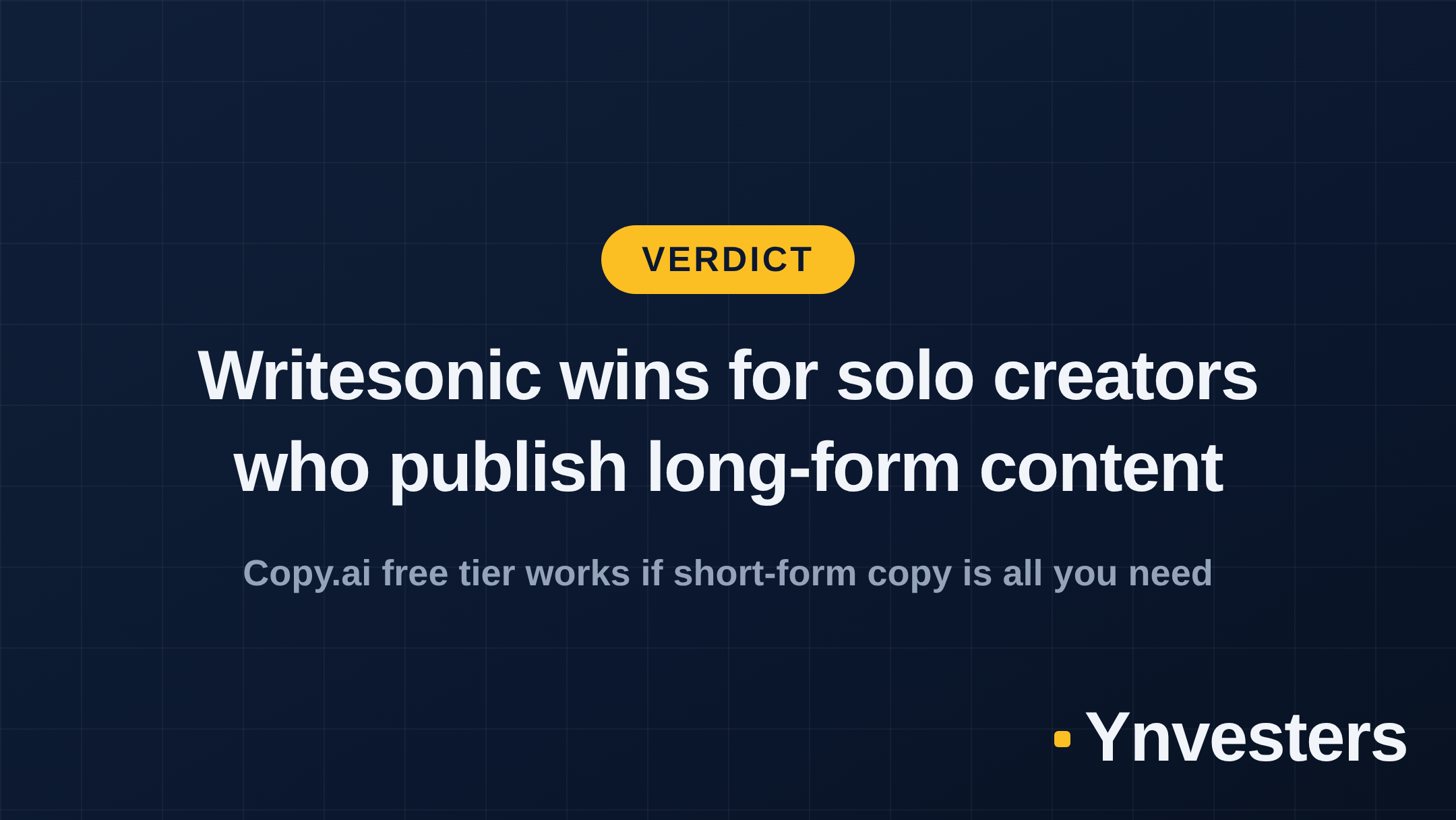 Verdict: Writesonic wins for solo creators who publish long-form content